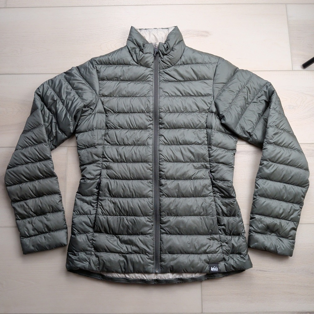 REI Co-op 650 Down Jacket 2.0 Womens Small Olive Green Puffer 878094